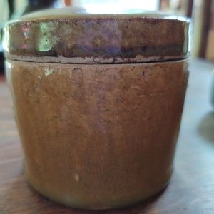 Antique handmade lidded earthenware Asian spice or tea container.